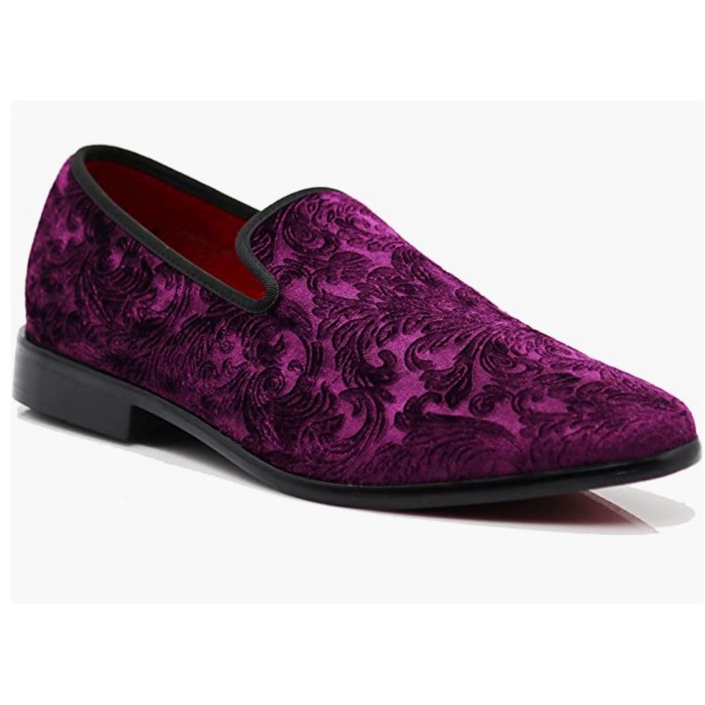 Men's Vintage Velvet Flower Designer Dress Loafers Slip On Shoes Classic sp35 pr